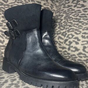 Napoleoni boots black italian leather fur lines warm winter booties women’s 7.5